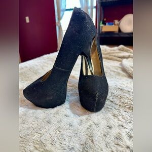 Y2K Club Black Sparkle Platform Stiletto Heels Women’s 8 Party Chic